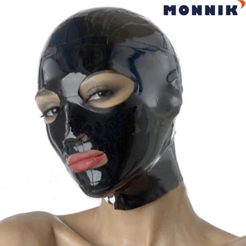 Латексная Маска MONNIK с открытыми глазами и Ротом резиновый капюшон унисекс уникальная Клубная латексная