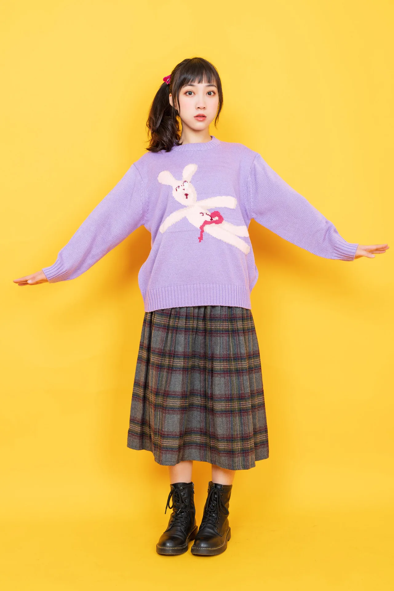 Женский вязаный свитер с милым Кроликом Пуловеры круглым вырезом осенние