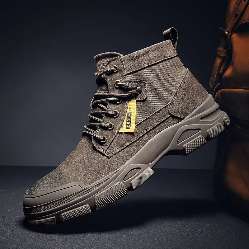 Ботинки JKPUDUN мужские зимние из натуральной кожи теплые полусапожки мех рабочая