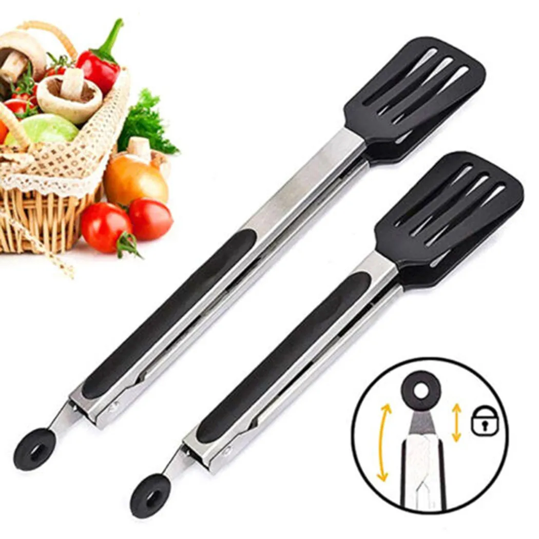 

Cooking Tongs With Silicone Tips Heat Resistant For Kitchen Food Clip BBQ Buffet Sturdy Anti-rust Anti-corrosion Cooking Utensil