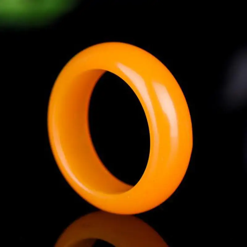 

Кольца из натурального желтого нефрита для мужчин и женщин, лечебные ювелирные изделия, ремешок из настоящего китайского нефрита, кольца дл...