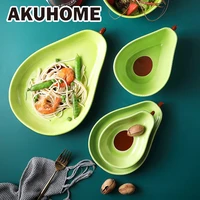 creative avocado plate cute ceramic tableware household dishs snack plate avocado bowl salad fruit plate dinnerware sets