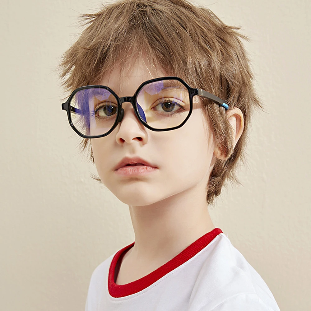 

Fashion Anti-blue Glasses Boy Girls Irregular Frame Computer Glasses Transparent Eyeglasses Learning Flat Mirror For Children