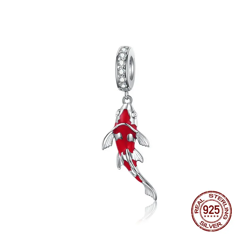 Womak новинка подлинное серебро 925 пробы эмаль красный карп кулон подходит для