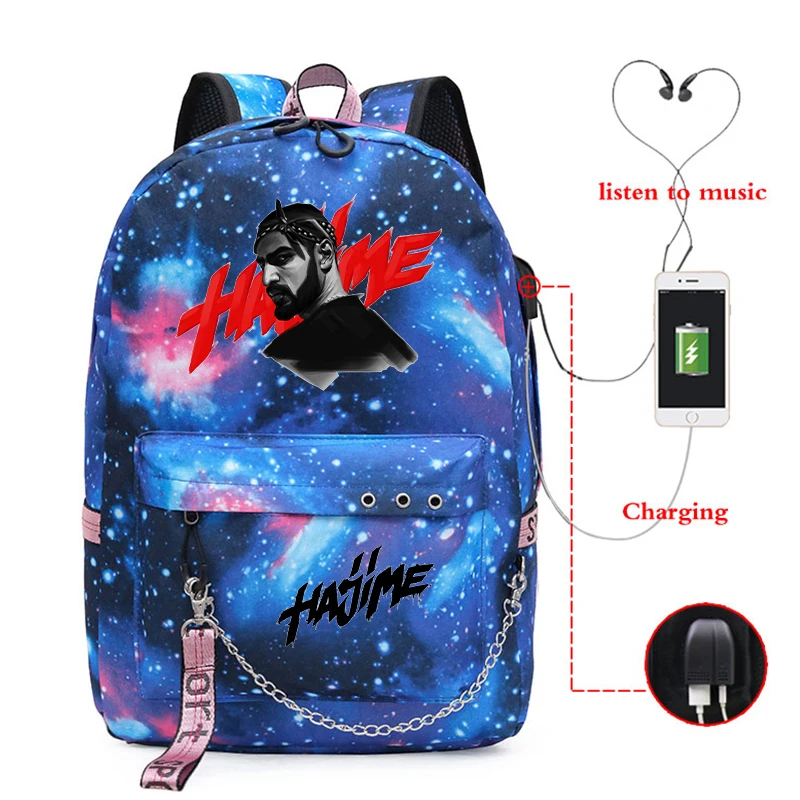 

Hajime Miyagi & Andy Panda Print Laptop Backpack USB Charging School Bags Women Travel Bag Girls Bagpack 2021 Back To School Bag