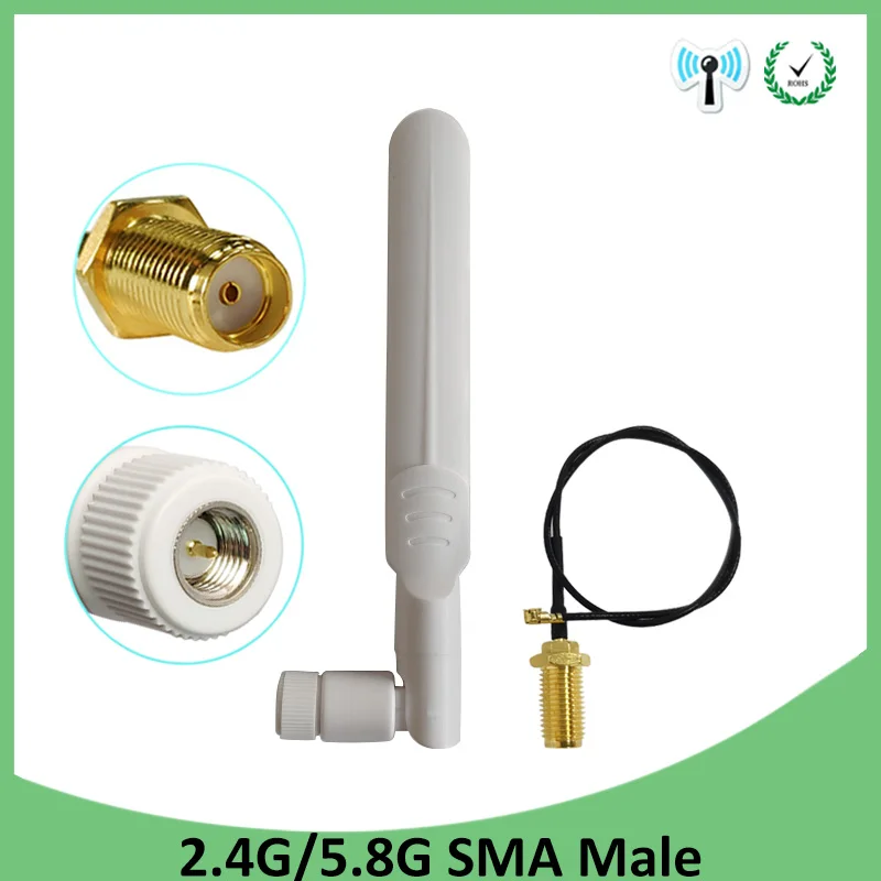 

2.4g wifi Antenna 8dBi pbx SMA Male Connector 2.4GHz 5GHz 5.8Ghz Dual Band IOT 2.4 ghz 5G 5.8G Antena rp-sma 21cm Pigtail Cable