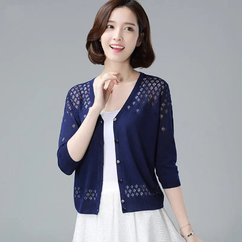 Женский тонкий кардиган с вырезами повседневная свободная накидка из вискозы V