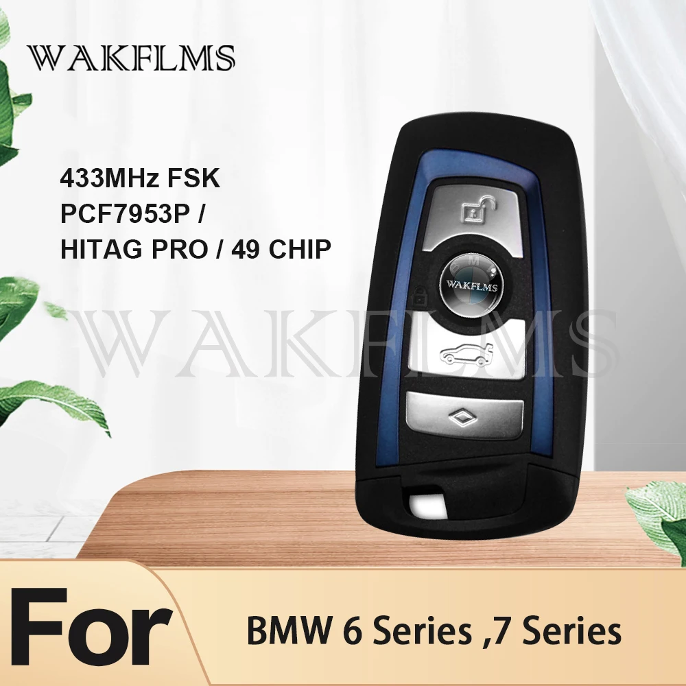 Брелок для автомобильного ключа без ключей 4 кнопки 433 2 МГц PCF7953P голубой BMW серии F