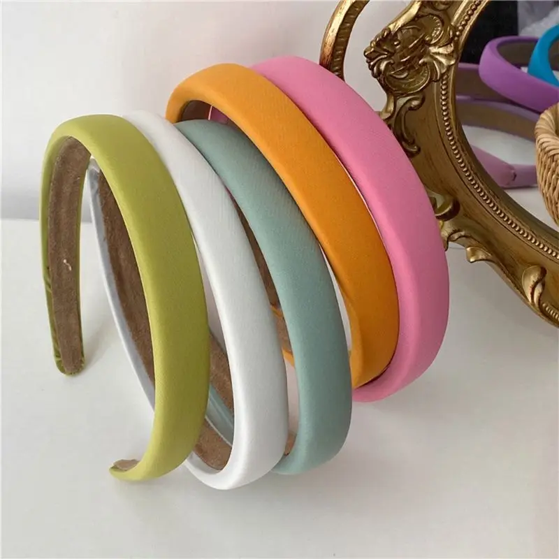 

Korean Women Hair Hoop Thick Sponge Padded Headband Matte Candy Color Bandana Wash Face Headwear