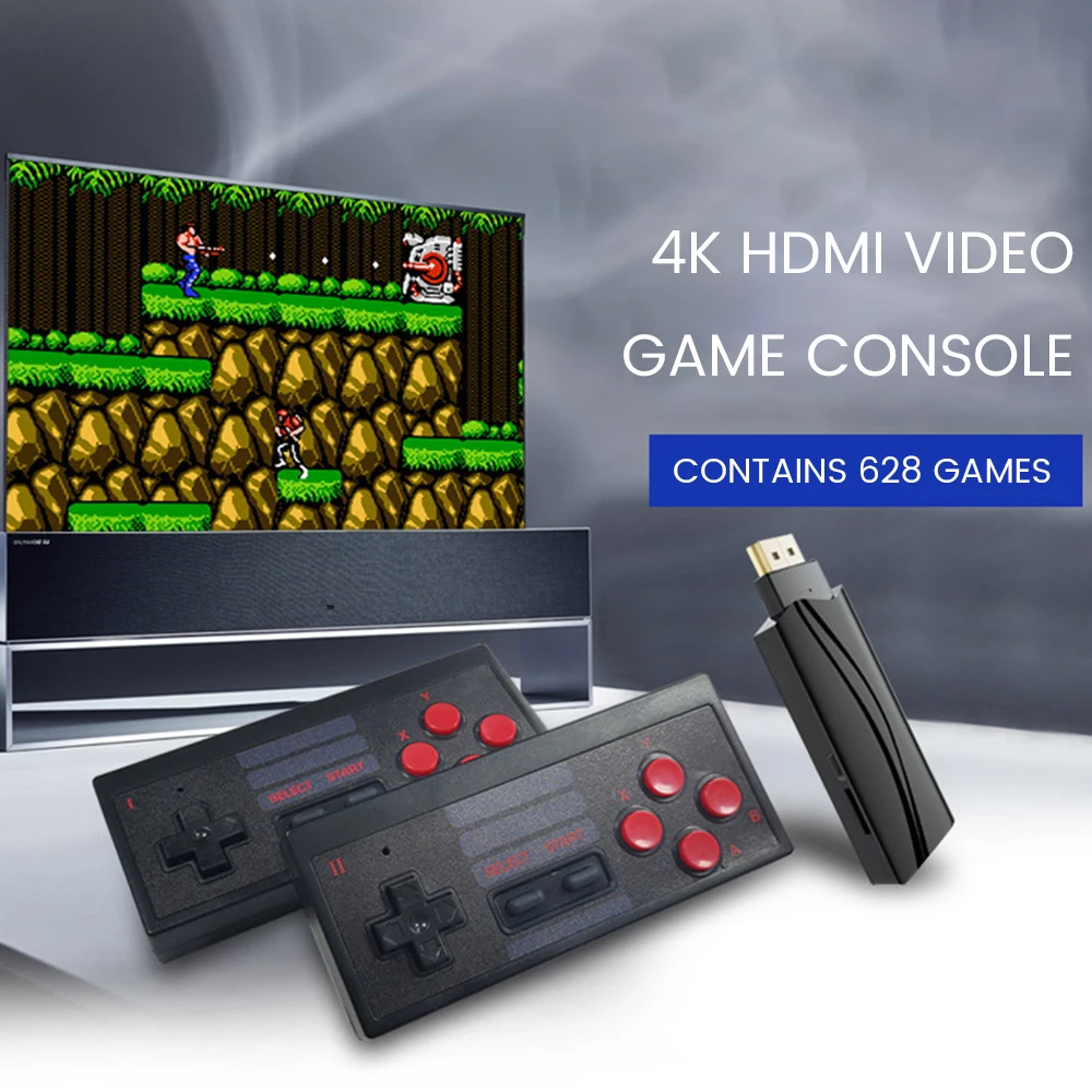 

4K HDMI Video Game Console Built in 628 Classic Games Mini Retro Dendy Game Console Wireless Controller TV Output