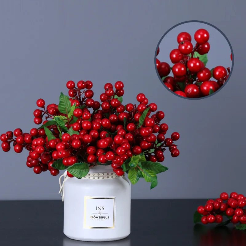 

Christmas Artificial Fruit Blue Foam Berries Beans Flowers Home Decoration Fake Flowers for Wedding Party Garden Decor