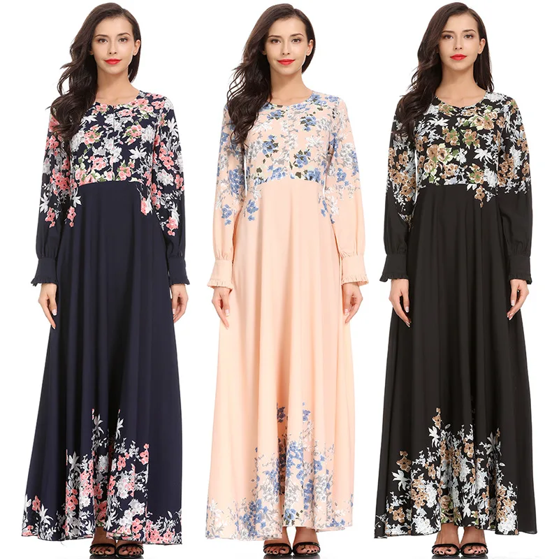 Женское вечернее платье с принтом винтажное облегающее мусульманское длинным