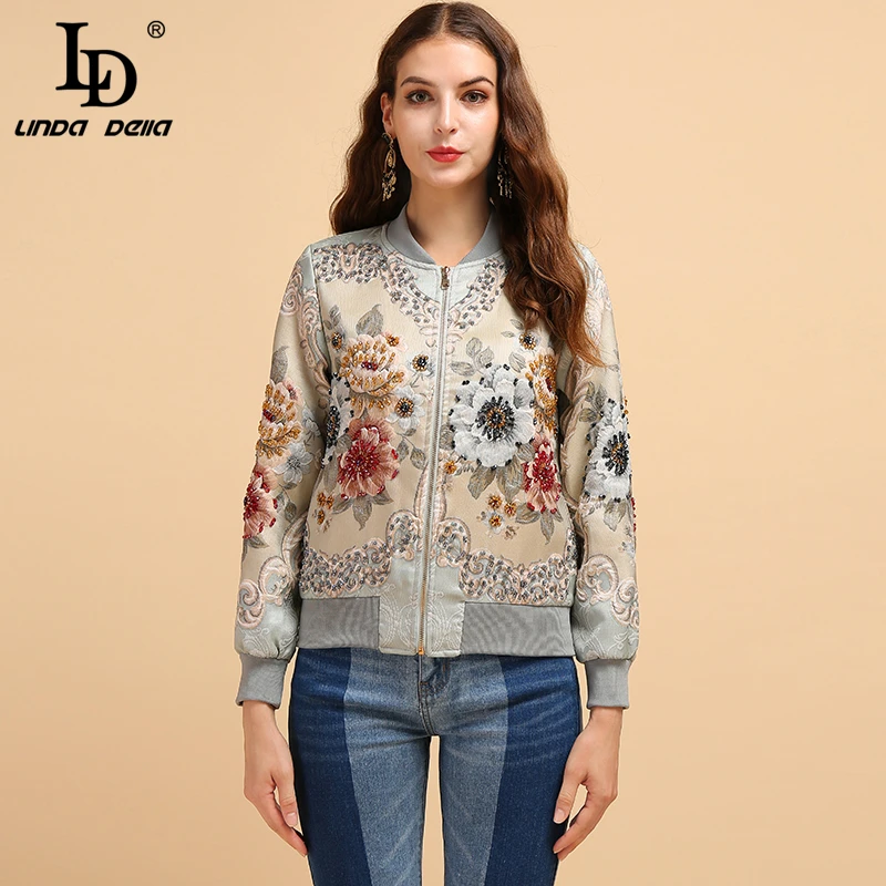 

LD LINDA DELLA модные Подиумные летние зимние куртки женские с длинным рукавом великолепные бисероплетенные жаккардовые элегантные ВИНТАЖНЫЕ пальто Топы