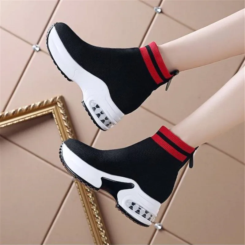 New Platform Sneakers Shoes Breathable Casual Shoes Woman Fashion Height Increasing Mesh Ladies Shoes Slip-On Chaussure Femme