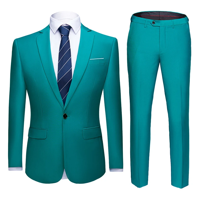 

Men 2 Pieces Suits Sets 2020 Mens Business Uniform Office Suit Wedding Groom Tuexdo Slim Fit Single Button Casual Formal Dress