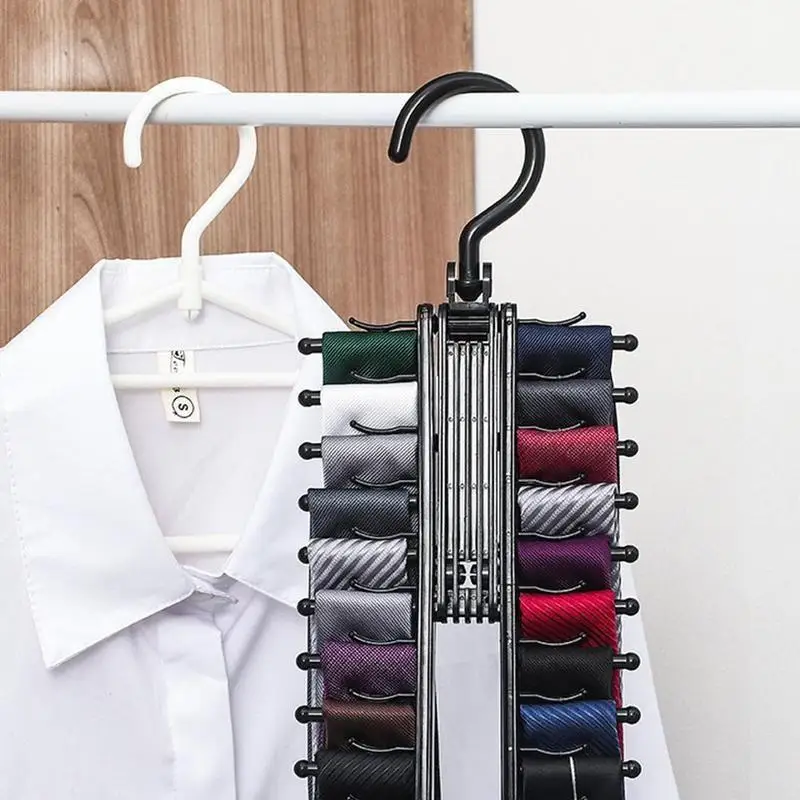 

20 Rows Removable Tie Clip Storage Rack Belt Scarves Finishing Storage Hanger Save Space For Closet Home Hanging
