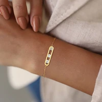fashion cubic zirconia bracelet stainless steel thin chain link bracelets for women minimalist charm jewelry