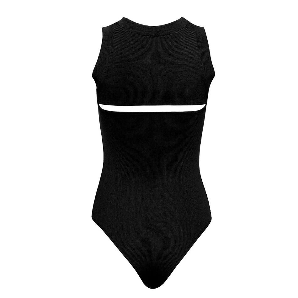 

Adyce 2021 New Summer Women Black Bikini Bandage Bodysuits Sexy Hollow Out Sleeveles Club Party Evening Bodycon Rompers Bodysuit