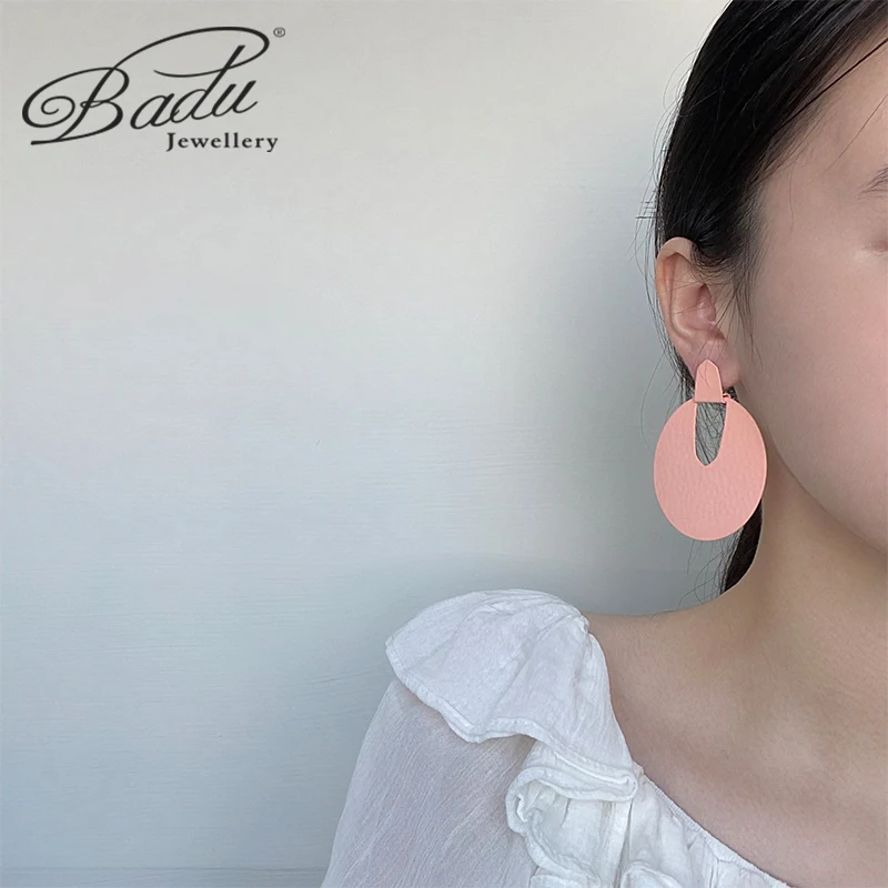 Badu новые корейские модные геометрические большие круглые серьги с подвеской