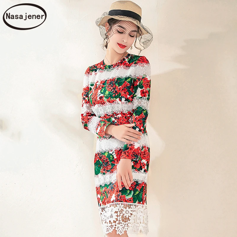 Осень Новая мода элегантный темперамент печати сплайсинга для получения тела