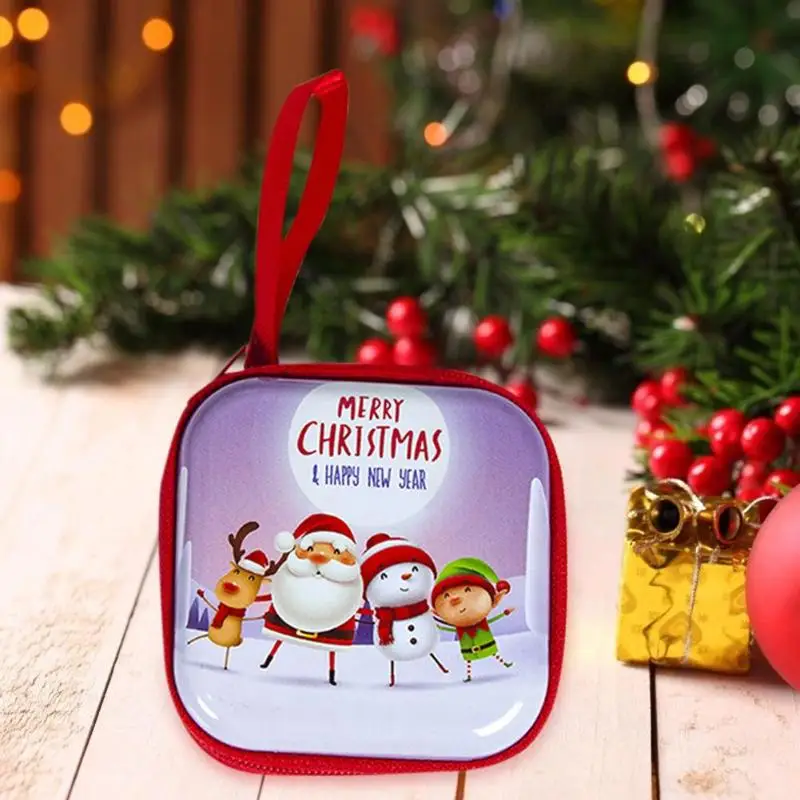 Christmas Money Wallet Tinplate Square Zipper Coin Purse Cartoon Santa Claus Snowman Storage Candy Boxes Children Gift 2020 | Дом и сад