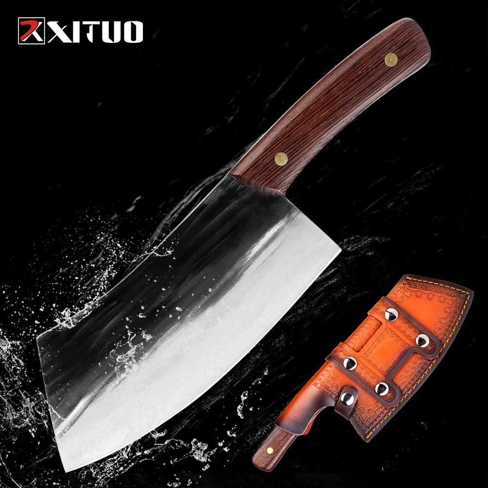 

XITUO High Carbon Steel Forged Kitchen knife Handmade Forged Chef Knife Chinese Home Cleaver Meat Slicing Knife Drop shipping