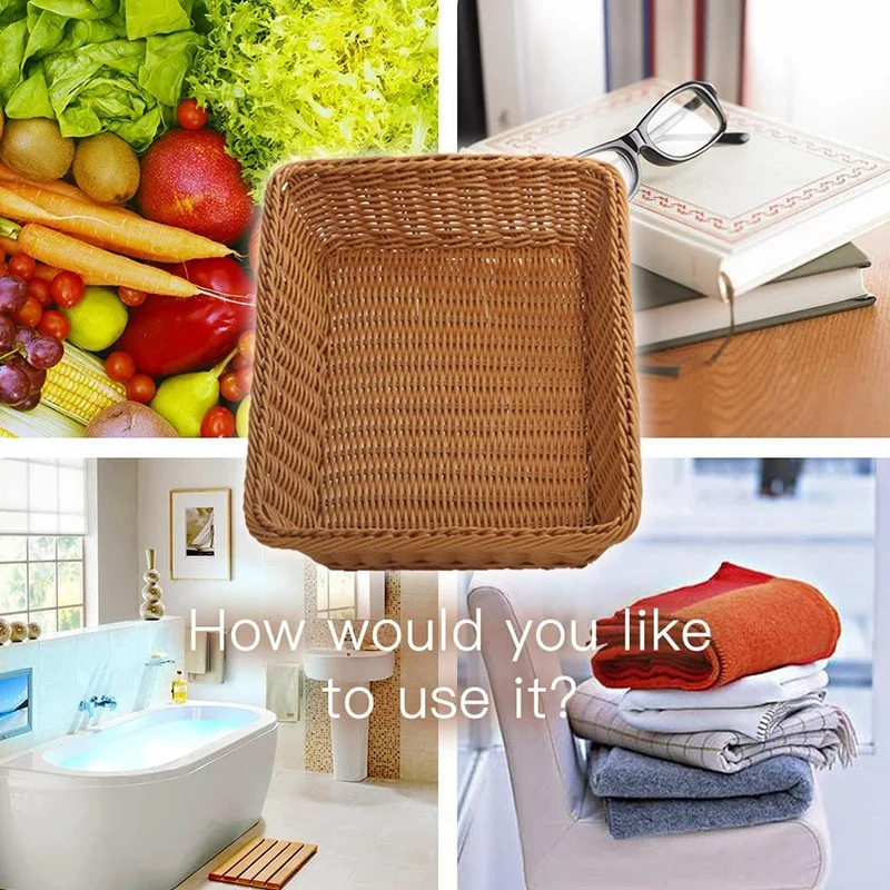 

Wicker Bread Basket,Woven Tabletop Food Fruit Vegetables Serving Basket, Restaurant Serving,Brown (3 PACKS)