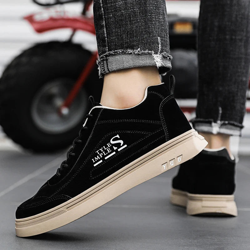 

2021 Spring Men Walking Shoes Gray Black Pu Leather Men Shoes Fashion Casual Sneakers Man Anti-Slip Casual Shoes Mens Size 39-44