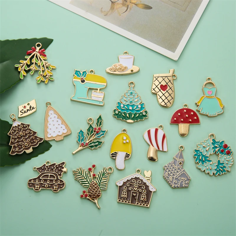 

YEYULIN 18 шт./лот смешанный стиль Рождественская елка гриб Эмаль Подвески кулон для DIY ожерелье браслет ювелирные аксессуары