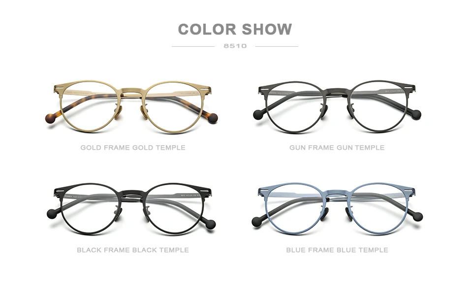 

Pure Titanium Glasses Frame Unisex Retro Full Rim Round Eyewear Clear Lens Prescription Vintage Myopia Eyeglasses Women Men