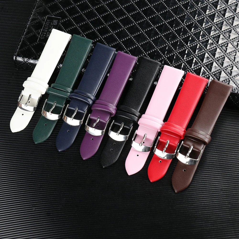 High quality Soft Watch Strap 8mm 10mm 12mm 14mm 16mm 18mm 20mm 22mm 24mm Genuine Leather Brown Red Pink Black Watchband