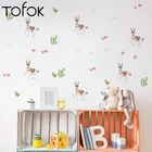 Tofok, 47 шт., украшения для детской комнаты, наклейки на стену, наклейки на блокнот, модели альпака, наклейки на стекло, муурстики, фрески