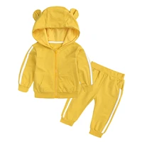 baby girls boys solid color sports outfits long sleeves hooded top and stretchy pants with pockets sport outfits