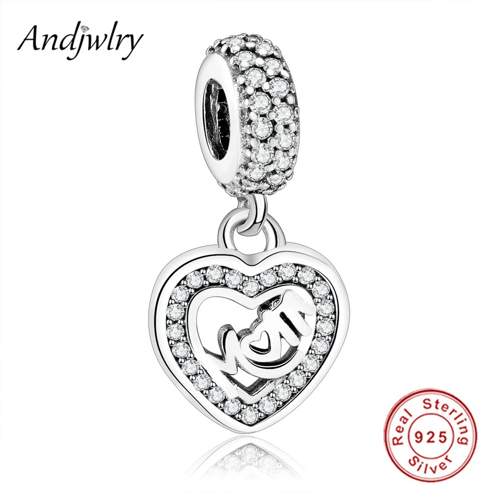 

925 пробы серебряные ювелирные изделия Fit оригинальный, соответственные Европейской Пандоре обаятельные Браслеты кулон сердце мамы с позоло...