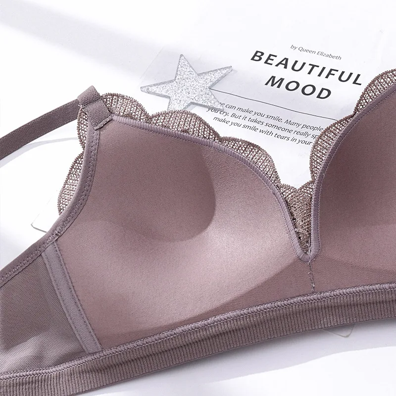 Женский кружевной бюстгальтер без косточек Wasteheart черный серый коричневый