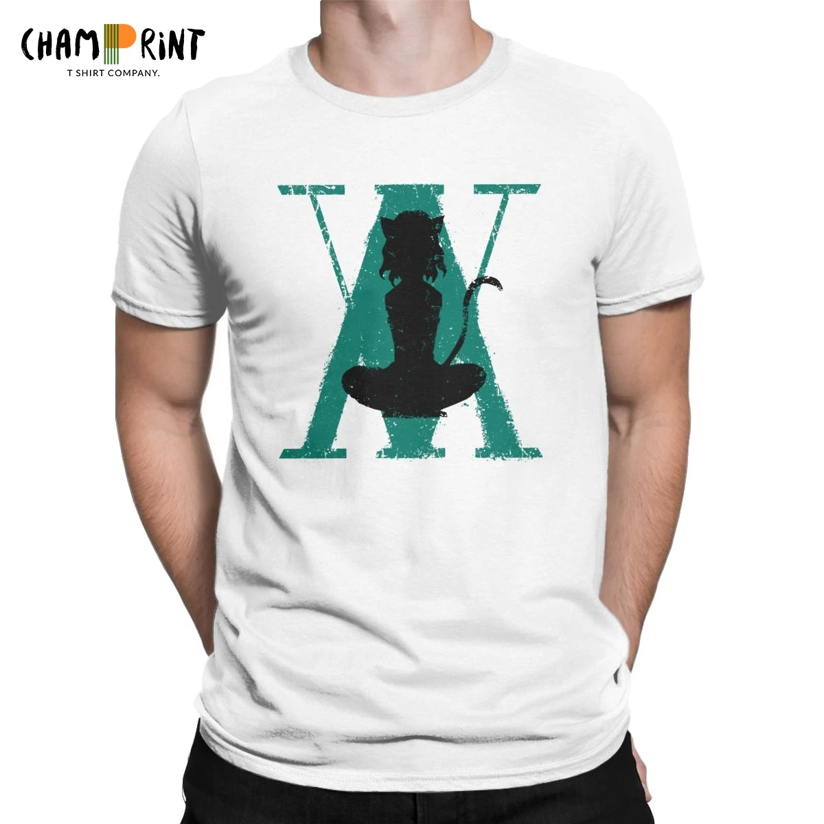 Винтажная Мужская футболка Hunter X Neferpitou круглый воротник чистый хлопок футболки