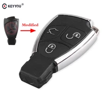keyyou 3 button modified car remote smart key case shell for mercedes benz b c e ml s clk cl chrome style with battery holder