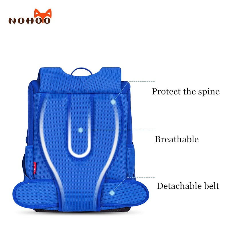 NOHOO School Bag For Kids Backpack Orthopedic Large Capacity Fashion Korean Cartoon Primary Schoolbag Canvas Unisex Backpack New