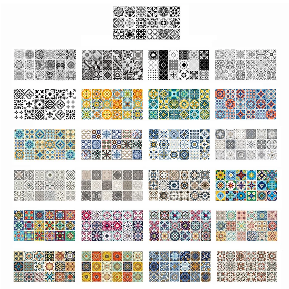 

Tile Stickers PVC Bathroom Kitchen Waterproof Self Adhesive Paste Decals Retro DIY Ground Decor Wall Floor Stick
