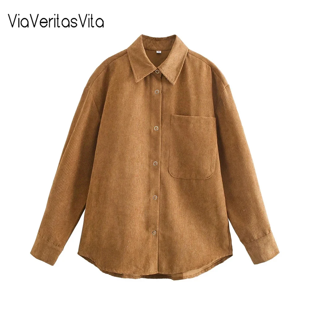 

Женская Вельветовая рубашка, коричневая или хаки Повседневная Блузка с отложным воротником в Корейском стиле, весна-осень 2021