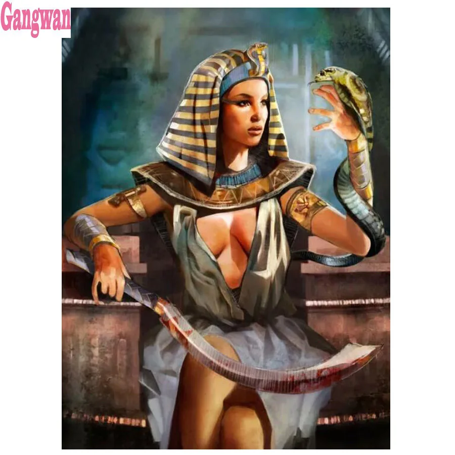 

5d diy картина, полная квадратная круглая дрель, алмазная живопись египетской красоты со змеей, мозаика, вышивка крестиком, домашний декор