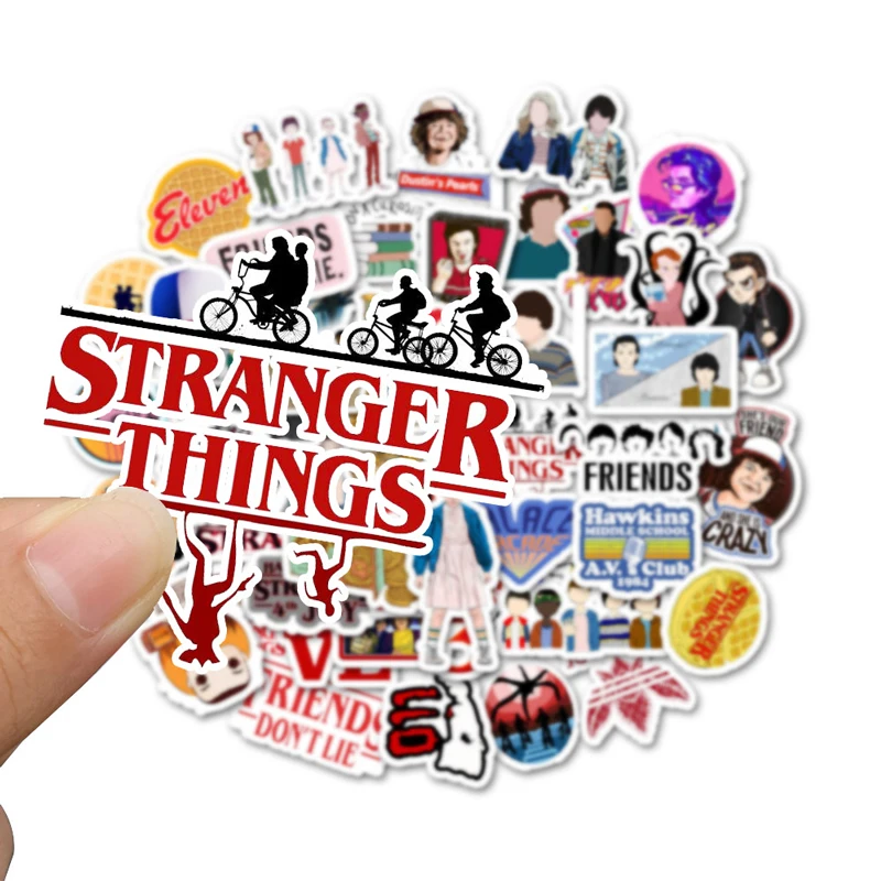 Pegatinas cl&aacute;sicas de Thriller Stranger Things para motocicleta, ordenador, coche, guitarra, refrigerador, 10/30/50 unids/paquete-4