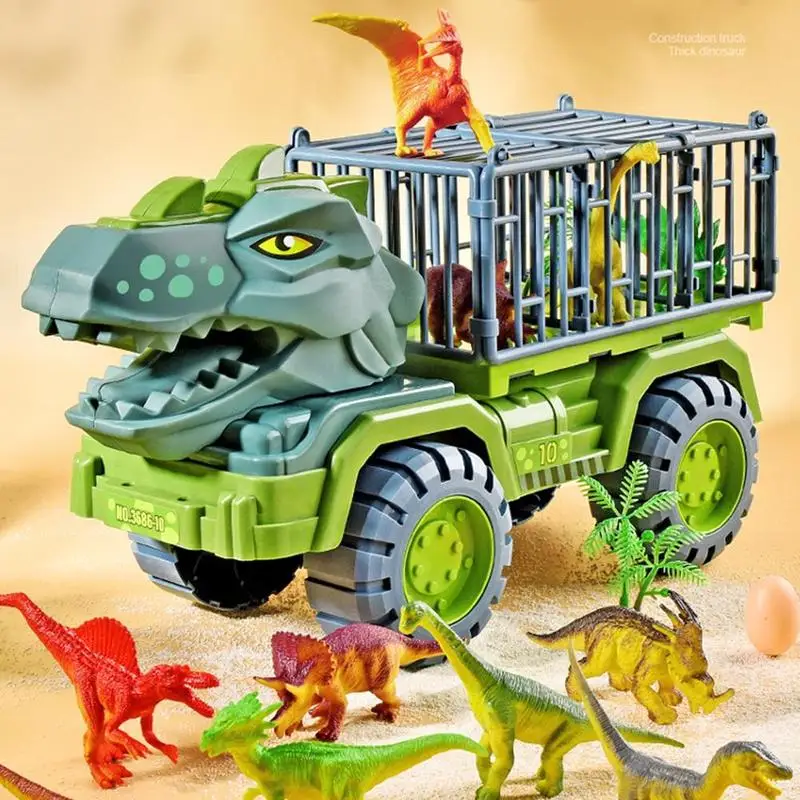 

New Large Triceratops Tyrannosaurus Transporter Model Toy Children Dinosaur Engineering Vehicle Toy Christmas Gift