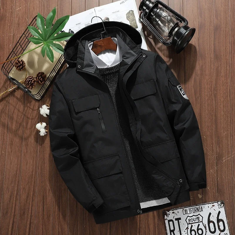 

Middle-aged Men Cotton Padded Coat Autumn Winter New Solid Color Hooded Men's Fleece Jacket High Quality Brand Clothing Y174