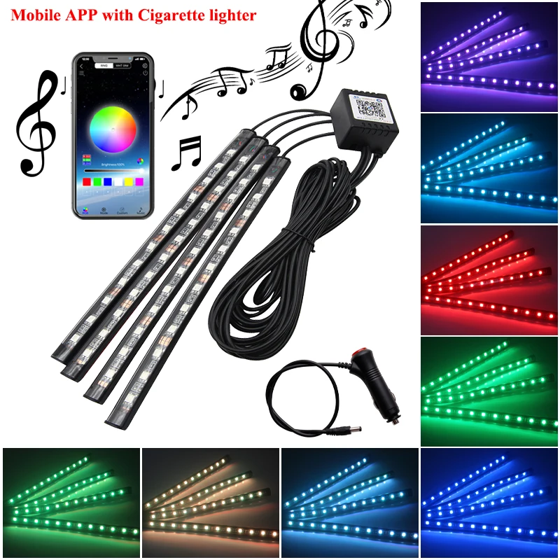 

Светодиодная лента для салона автомобиля, неосветильник декоративная подсветка с дистанционным управлением через USB