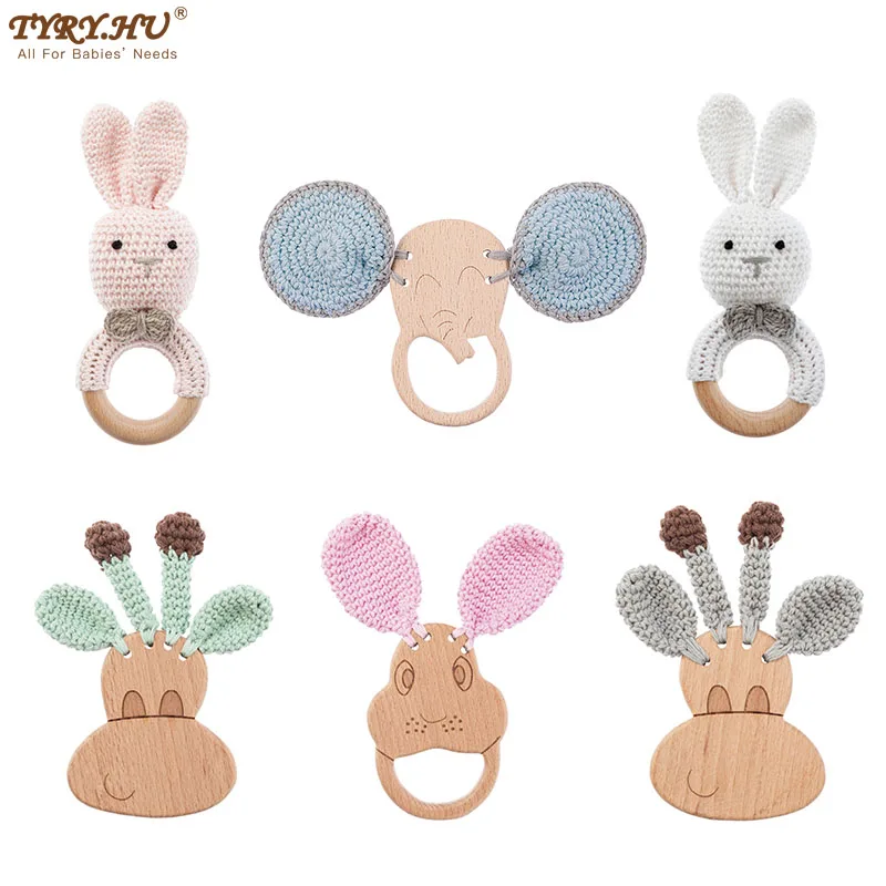TYRY.HU-mordedor de ganchillo sin BPA para beb&eacute;, mordedor seguro, Animal lindo, sonajero, mascar, dentici&oacute;n, accesorios de lactancia, 3 uds.-0