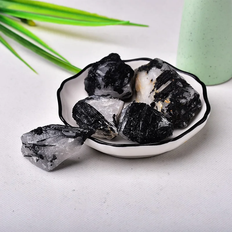 1 шт. натуральный черный турмалиновый кристалл натуральные кварцевые