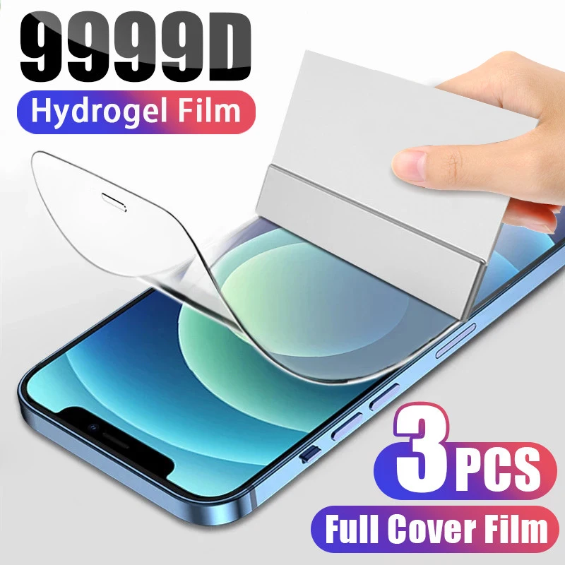 

3-1pcs Hydrogel Film for iphone 13 12 11 Pro Max Screen Protector on iPhone XR X XS MAX 6 7 8 Plus 11 12 13 Mini Full Cover Film