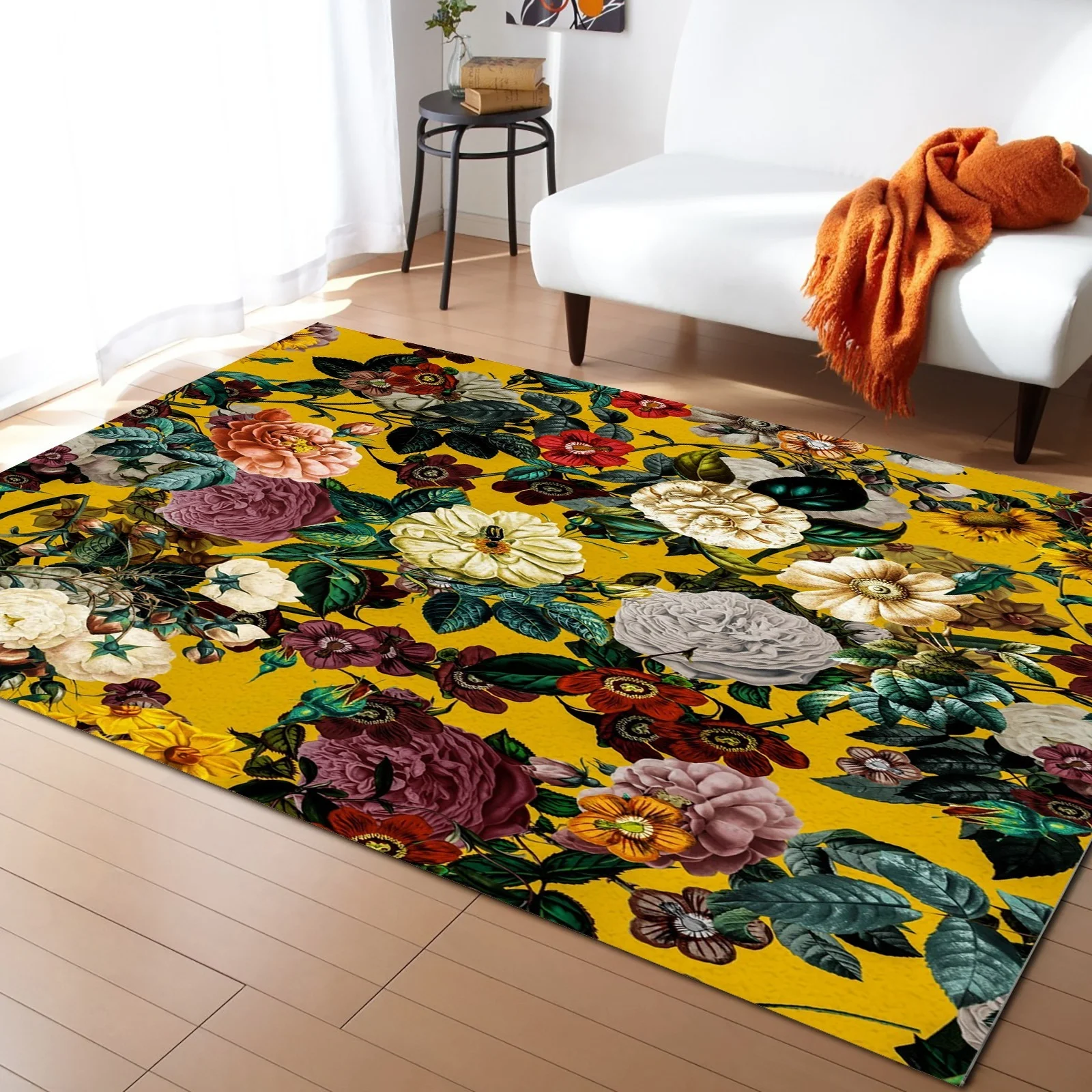 Nordic Style Beautiful Flowers Rug Bedroom Decor Tatami Pink Home Carpet Area Large Rugs For Living Room | Дом и сад