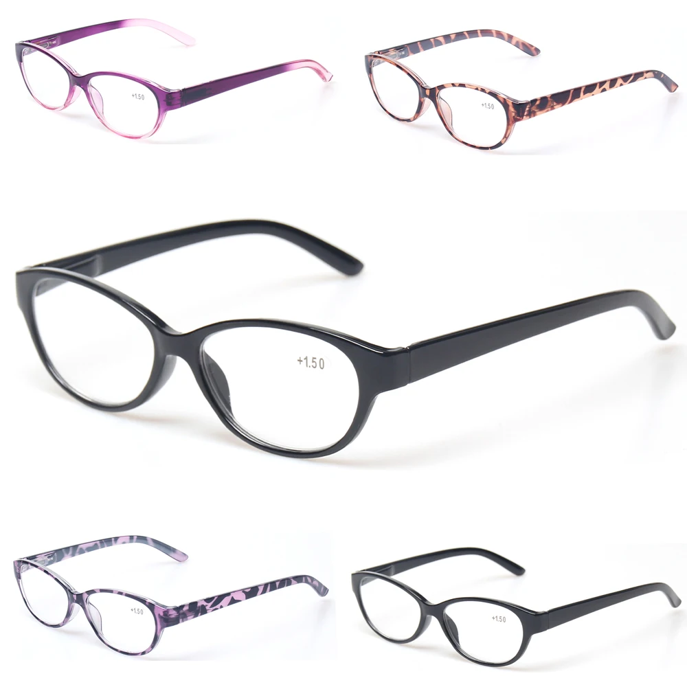 

Henotin Reading Glasses Fashion Men and Women Eyewear with Cat Eye Frame Flexible Spring Hinge Prebyopia HD Optical Eyeglasses